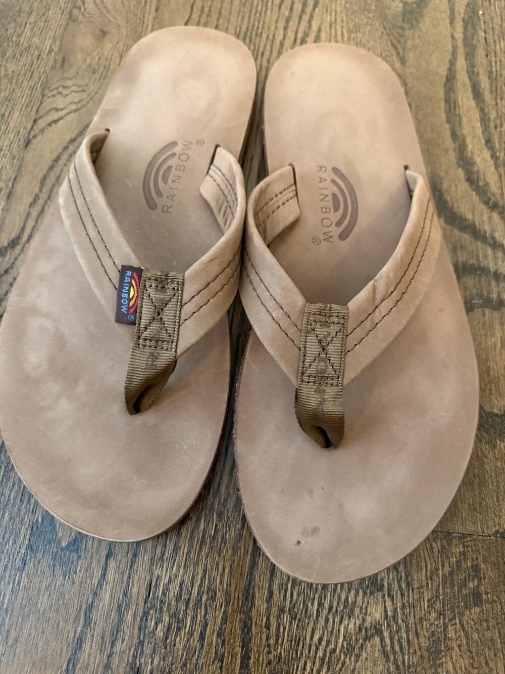 Rainbow Men's Brown Flip Flops Sz XL Mens Sz 11/12 EEUC $70